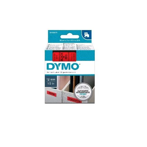 Dymo D1 Nastro per Etichette in Poliestere 12 mm x 7 m Rosso Stampa Nera