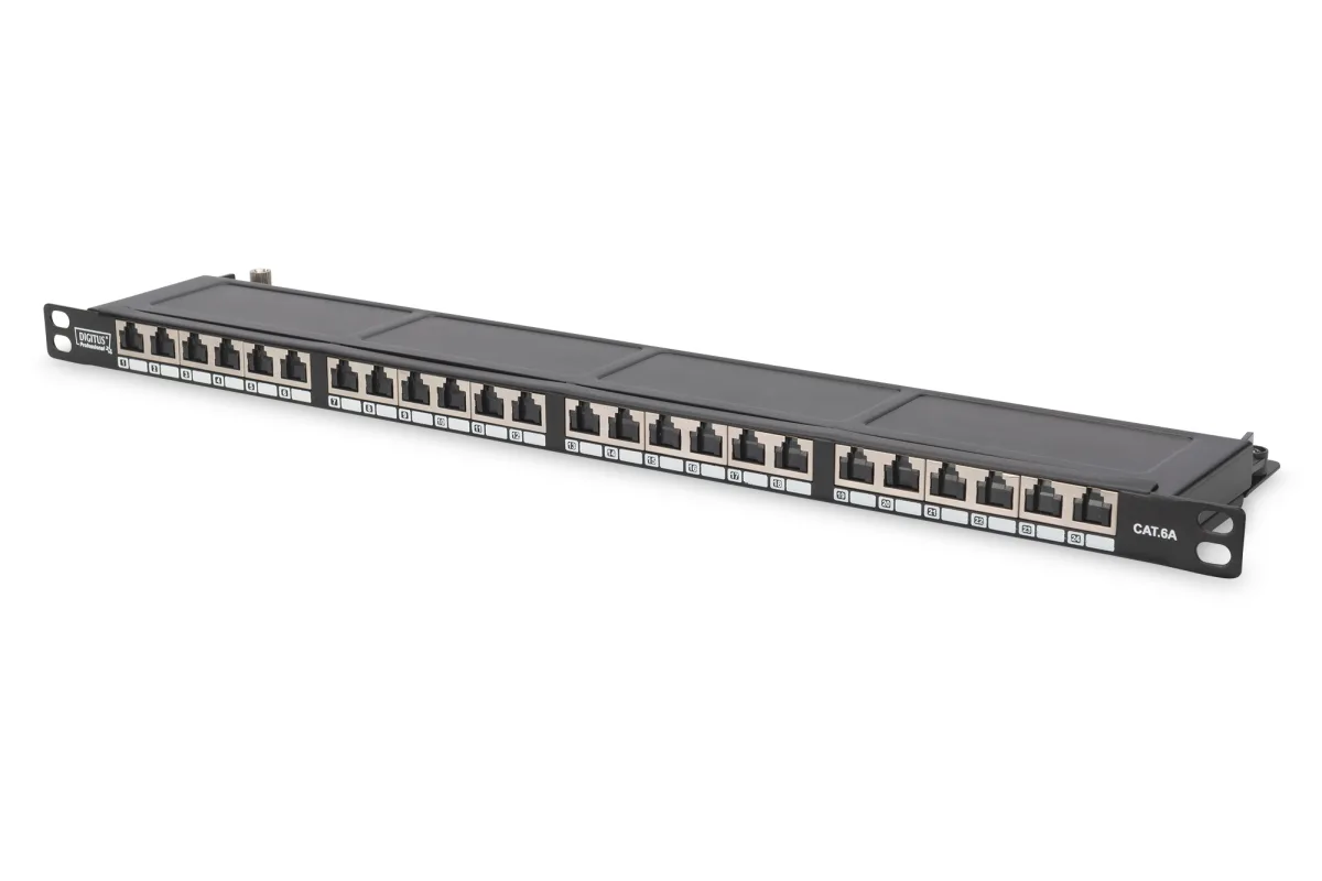 PATCH PANEL 24 PORTE SCHERMATO CAT.6 8 POLI RACK 19 BK 0,5 UNIT?