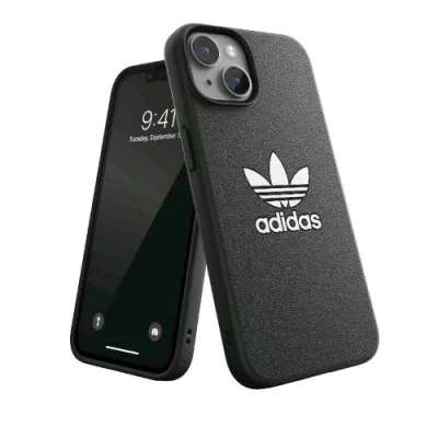 Adidas Iconic Apple iPHONE 14 Cover in Tpu con il Classico Logo del Trifoglio a Contrasto Black