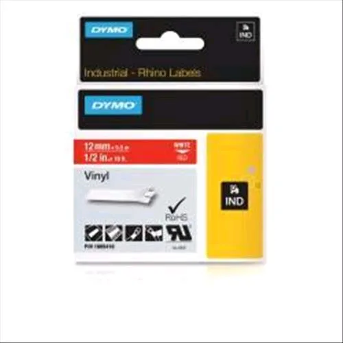 Dymo D1 Rhino Pro Nastro per Etichettatrice in Vinile Rosso/Bianco 12mm x 5.5M (1805416)