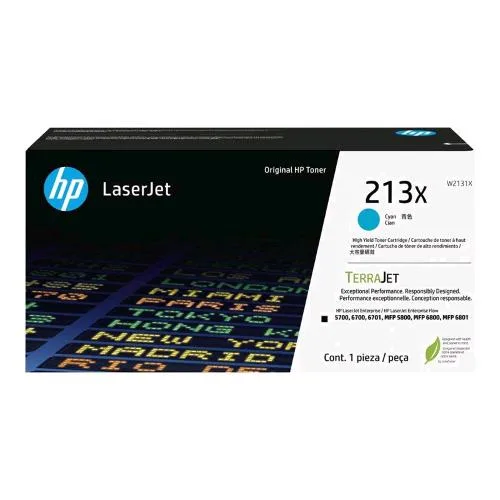 HP 213X Toner Ciano Alta Resa per Color Laserjet 5700, 5800, 6700, 6701, 6800, 6801, X55745, X58045, X654, X677 6.000 Pagine