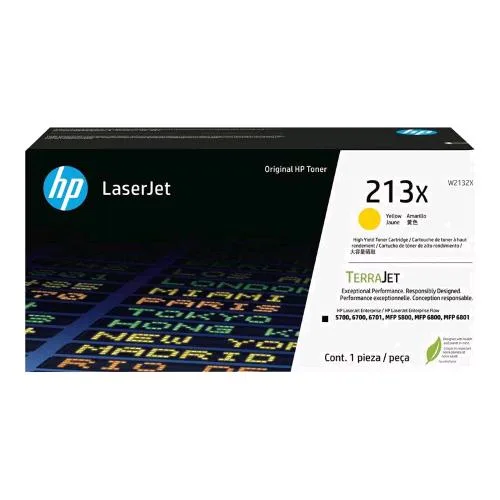 HP 213X Toner Giallo Alta Resa per Color Laserjet 5700, 5800, 6700, 6701, 6800, 6801, X55745, X58045, X654, X677 6.000 Pagine