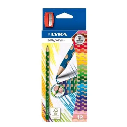 LYRA Groove Slim Pastelli 3.3 mm Colori Assortiti + Temperino Conf. 12 Pz.