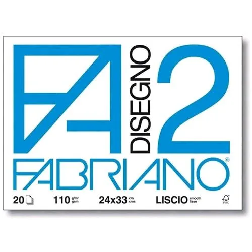Fabriano F2 Album CM 24X33 110 g 20 Fogli Lisci 4 Angoli Colore Bianco