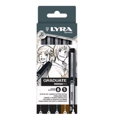 LYRA Manga Penne Graduate Tratto 0.5 mm Clip in Metallo Colori Assortiti Conf 5 Pz.