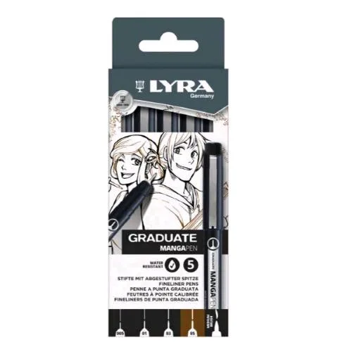 LYRA Manga Penne Graduate Tratto 0.5 mm Clip in Metallo Colori Assortiti Conf 5 Pz.