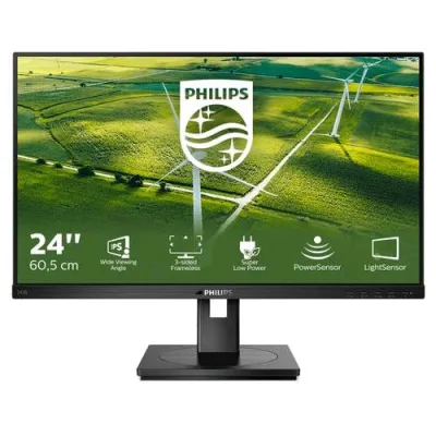 Philips 242B1G/00 23.8" LED IPS Full HD 16.9 74Hz 4MS Contrasto 1.000:1 Low Blue Light Hub USB VGA DVI-D HDMI Displayport Altoparlanti Incorporati Nero