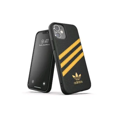 Adidas Samba Apple iPHONE 12 Mini Custodia in Tpu e Poliuretano Similpellle Nero/Giallo