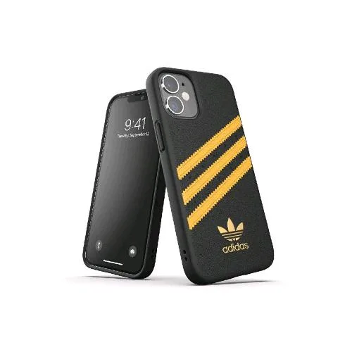 Adidas Samba Apple iPHONE 12 Mini Custodia in Tpu e Poliuretano Similpellle Nero/Giallo