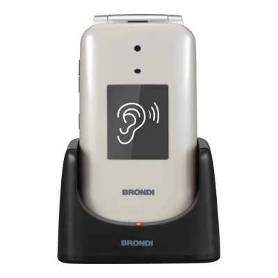 Brondi Amico Supervoice Dual SIM 2.8" Easy Phone Clamshell Tasti Grandi Tasto Sos Controllo Remoto Fotocamera Torcia LED Tortora