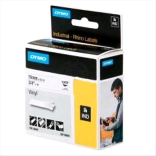 Dymo D1 Rhinopro Nastro Vinile 19MMX5.5MT Colore Bianco Stampa Nero (18445)