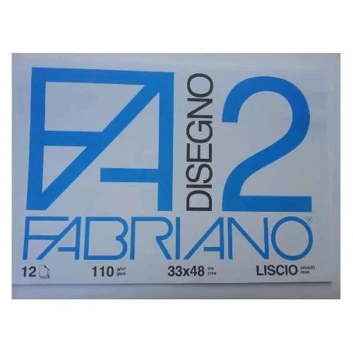 Fabriano F2 Album da Disegno Collato 330X480 mm 110 g 12 Fogli Lisci Bianco