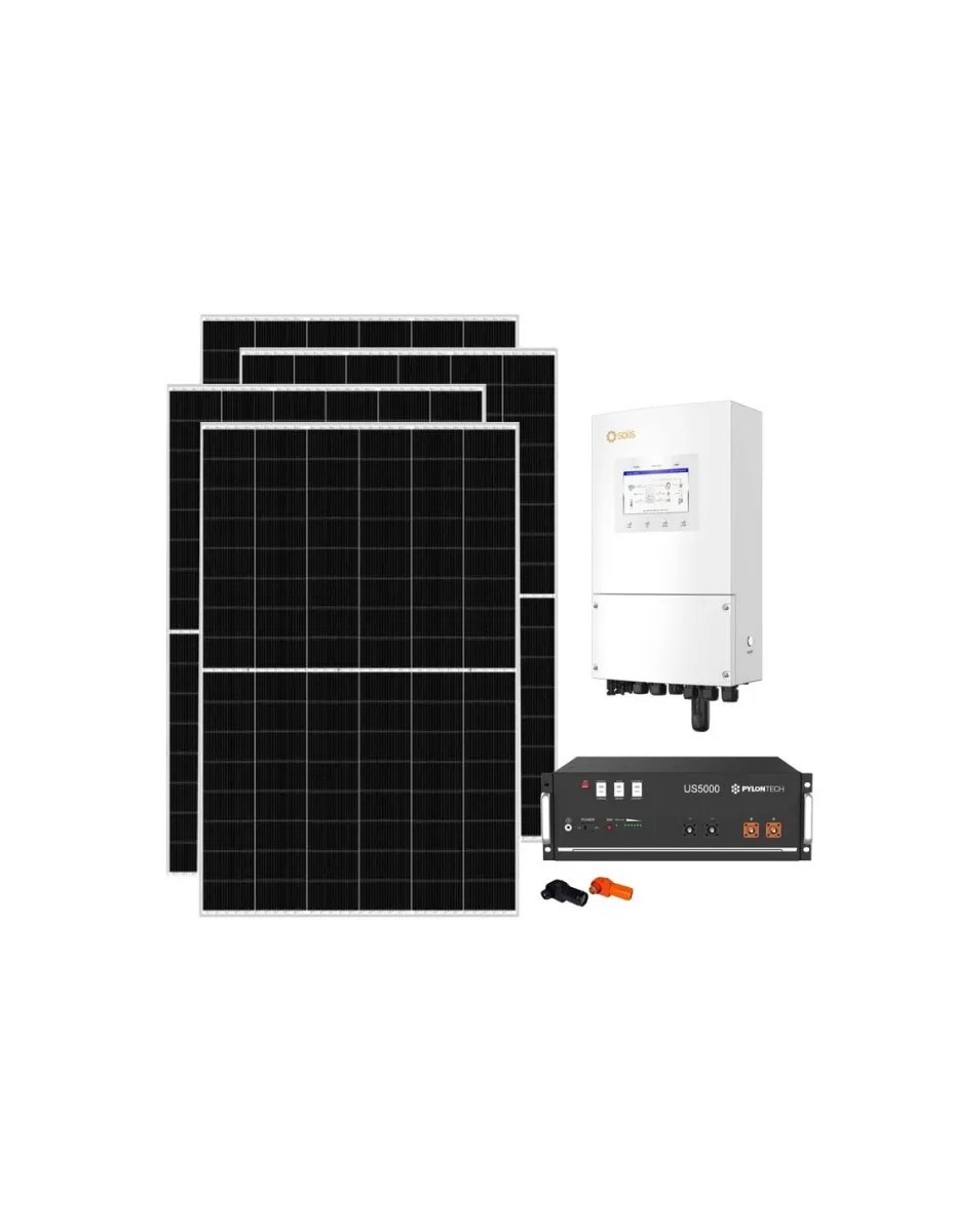 Kit fotovoltaico monofase 6370W inverter 6kW Solis batteria al litio 4.8kWh Pylontech US5000