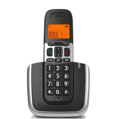 Brondi Bravo Cordless Display Retroilluminato Tasti Grandi 5 Suonerie Polifoniche Identificativo della Chiamanta Platimun Nero