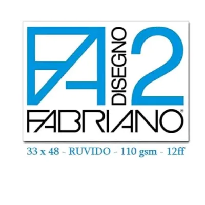 Fabriano F2 Album da Disegno Collato 330X480 mm 110 g 12 Fogli Ruvidi Bianco