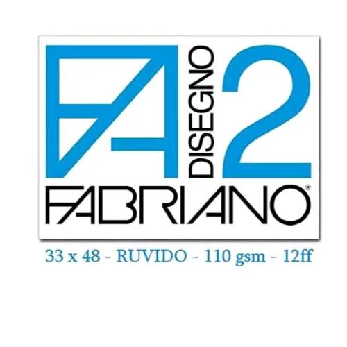 Fabriano F2 Album da Disegno Collato 330X480 mm 110 g 12 Fogli Ruvidi Bianco