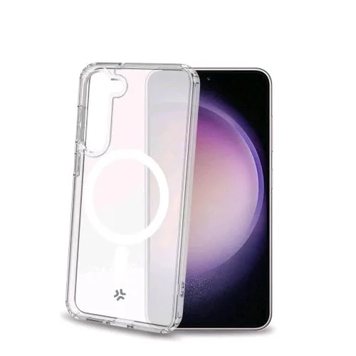 Celly Samsung Galaxy S23 5G / S23 5G Enterprise Edition Cover in Tpu con Modulo di Ricarica Magnetico Circolare Trasparente