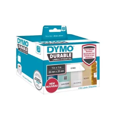 Dymo Durable Conf 1700 Etichette Adesive in Poliestere 25X25 mm Bianco