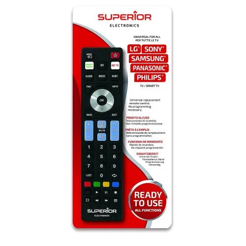 Superior Electronics Superior READY5 Smart Telecomando Universale Compatibile con Tutti I TV e Smart TV delle Marche LG, Samsung, Sony, Philips e Panasonic Pronto All'uso Non Richiede Programmazione