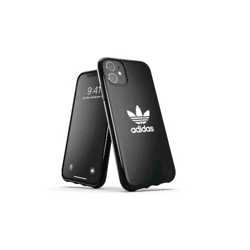 Adidas Snap Apple iPHONE 12 Mini Custodia in Tpu con Logo a Trifoglio Nero Bianco