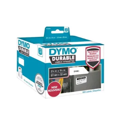 Dymo Durable Conf 800 Etichette Adesive in Poliestere 32X57 mm Bianco