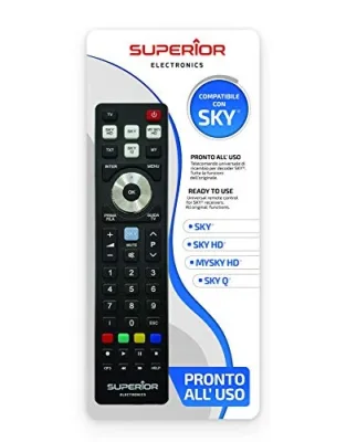 Superior Electronics Superior SUPTRB027 Telecomando Universale Compatibile con I Decoder SKY / SKY HD / MY SKY HD / SKY Q Pronto All'uso