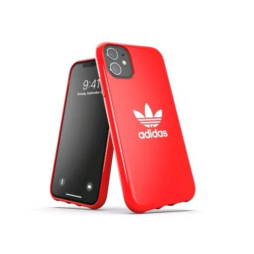 Adidas Snap Apple iPHONE 12 Mini Custodia in Tpu con Logo a Trifoglio Rosso Bianco