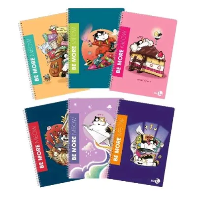 Be More Meow Maxi Quaderno Spiralato 80 g 210X297 mm A4 60 Fogli a Righe 1R Colori Assortiti Conf 5 Pz.