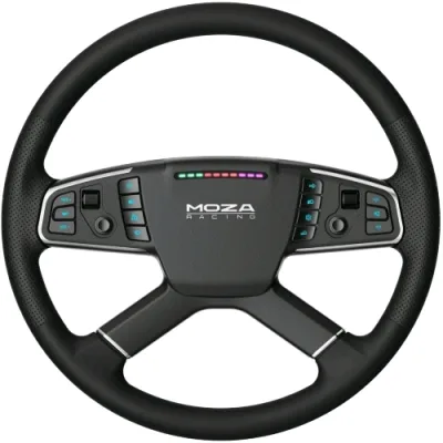 Moza Racing Truck Wheel Volante per PC RGB Diametro 400mm Telaio in Alluminio Rivestito in Ecopelle Nero