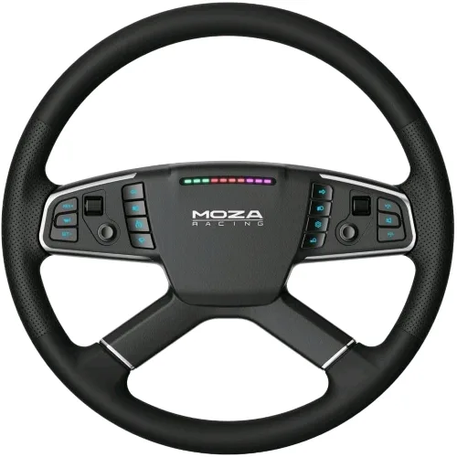 Moza Racing Truck Wheel Volante per PC RGB Diametro 400mm Telaio in Alluminio Rivestito in Ecopelle Nero