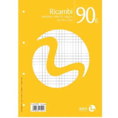 Be More Ricambi Non Rinforzati 90 g 150X210 mm A5 40 Fogli a Quadretti 0Q Bianco