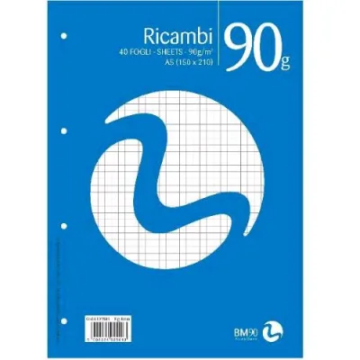 Be More Ricambi Non Rinforzati 90 g 150X210 mm A5 40 Fogli a Quadretti 4M Bianco