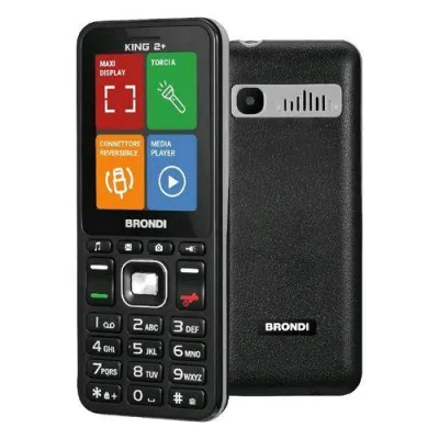 Brondi King 2+ Dual SIM 2.4" Bar Phone Torcia LED Bluetooth Fotocamera Nero
