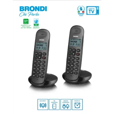 Brondi Lotus Twins Telefono Cordless DECT + 1 Aggiuntivo Nero