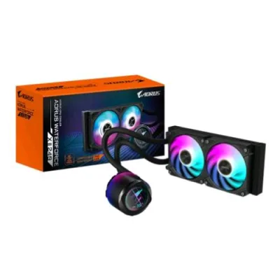 Gigabyte Aorus Waterforce x II 240 Raffreddamento a Liquido per CPU AIO - 2X Ventole ARGB da 120 mm, LCD a Colori, Daisy-Chain, Compatibile con Intel Lga 1851 e AMD AM5