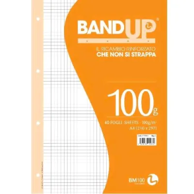 Be More Ricambi Rinforzati Bandup 100 g 210X297 mm A4 40 Fogli a Quadretti 0Q Bianco