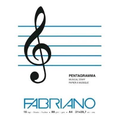 Fabriano Quaderno Musica Pentagrammato 210X297 mm 16 Fogli Bianco Conf 10 Pz.