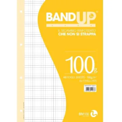 Be More Ricambi Rinforzati Bandup 100 g 210X297 mm A4 40 Fogli a Quadretti 5 mm Bianco