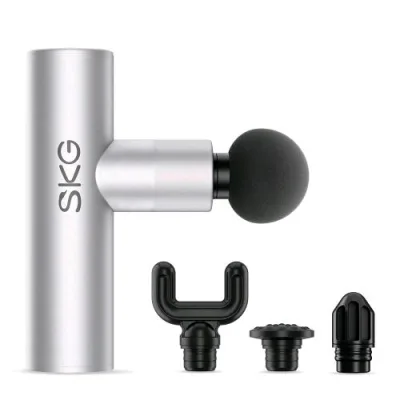 SKG F3 Lite Body Massager Massaggiatore Muscolare Ricaricabile con Quattro Inserti in Dotazione Silver