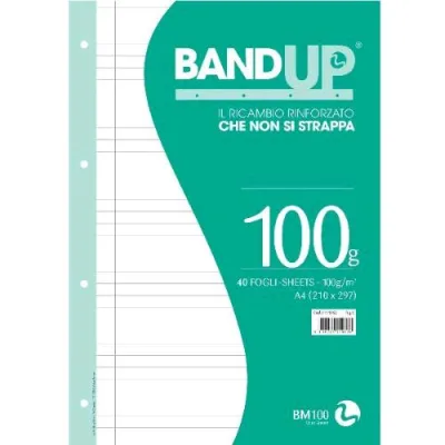 Be More Ricambi Rinforzati Bandup 100 g 210X297 mm A4 40 Fogli a Righe 0C Bianco