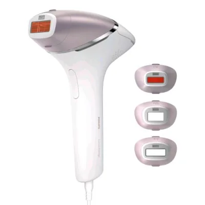 Philips BRI947/00 Lumea Prestige Epilatore Elettrico Luce Pulsata Corpo Viso Sensore Fototipo Tecnologia Senseiq con 4 Accessori Oro Bianco