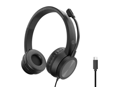 CUFFIA C/MICROFONO USB-C BK CANC.RUMORE CONTR.REMOTO CAVO 2MT