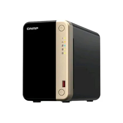 QNAP TS-264 NAS Chassis Tower Intel Celeron N5095 2GHz RAM 8GB-2 Bay HDD/SSD 2.5"/3.5"-LAN 10/100/1000/2500 Mbps Colore Nero/Gold