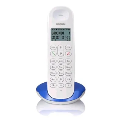 Brondi Telefono Lotus Telefono Cordless DECT Gap Rubrica Telefonia 50 Memorie fino a 5 Portatili Collegabili Bianco/Blu
