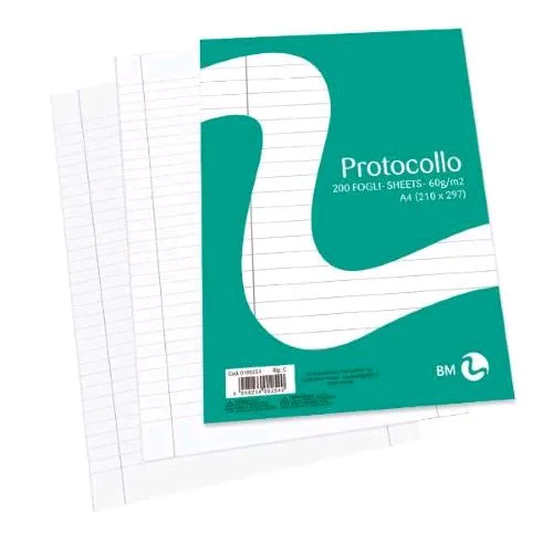 Be More Risma Carta Protocollo 200 Fogli 60 g A4 Rigatura 0C Bianco
