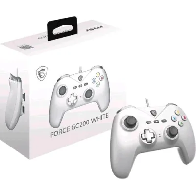 Msi Force GC200 Controller Cablato Trigger Effetto Hall Bastoncini Analogici Avanzati Doppi Motori a Vibrazione USB 3.0 Bianco