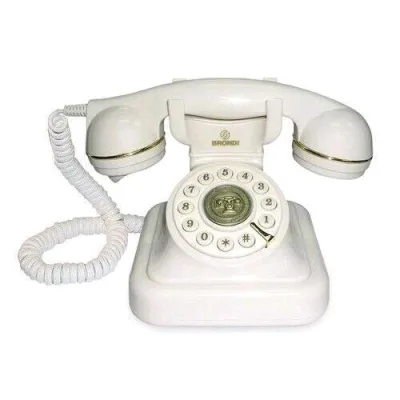 Brondi Vintage 20 Telefono da Tavolo Retro' con Cavi in Tessuto Bianco