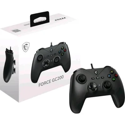 Msi Force GC200 Controller Cablato Trigger Effetto Hall Bastoncini Analogici Avanzati Doppi Motori a Vibrazione USB 3.0 Nero
