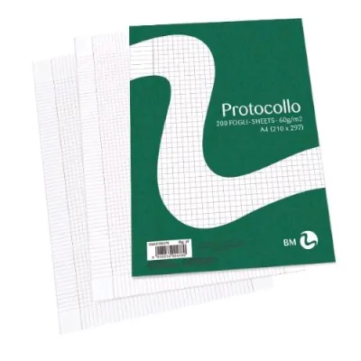 Be More Risma Carta Protocollo 200 Fogli 60 g A4 Rigatura 4F Bianco