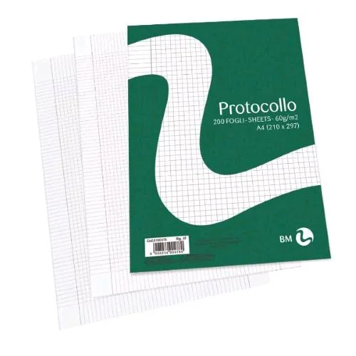 Be More Risma Carta Protocollo 200 Fogli 60 g A4 Rigatura 4F Bianco
